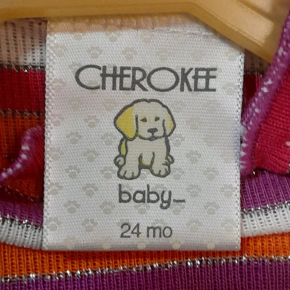 Cherokee Baby 24mths Pink Corduroy Overalls Striped Ruffle Turtleneck - Picture 3 of 4